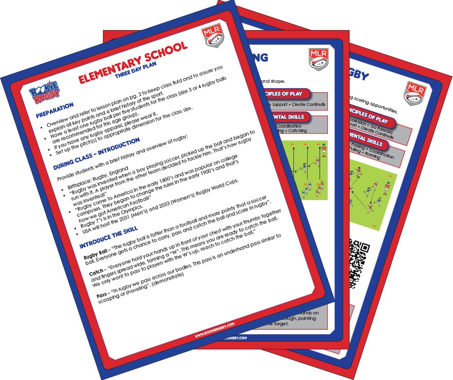 rookie rugby elementary school 3 day plan