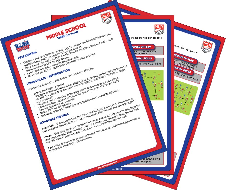 rookie rugby middle school 3 day plan